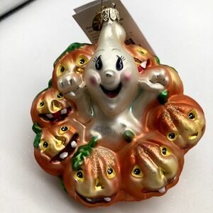 2000 Christopher Radko  Giggles And Boo Glass Halloween Ornament 4" 00-123-0